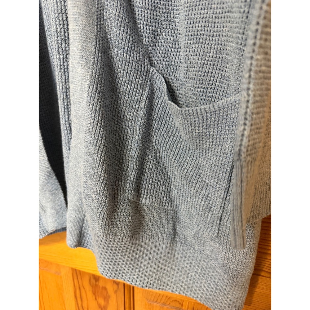 Christopher & Banks Women's XL Blue Waffle Knit Hooded Open Front Cardigan - Picture 3 of 8